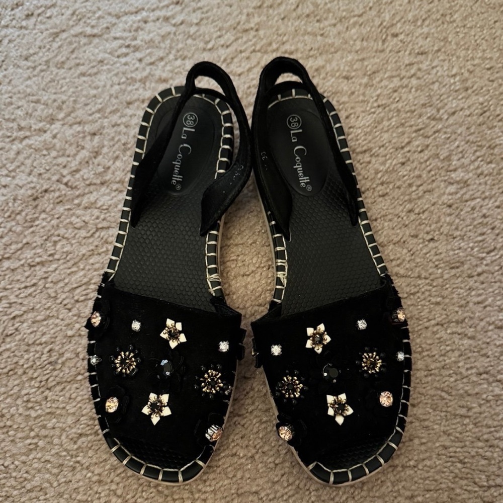 Black Embellished Women's Sandals